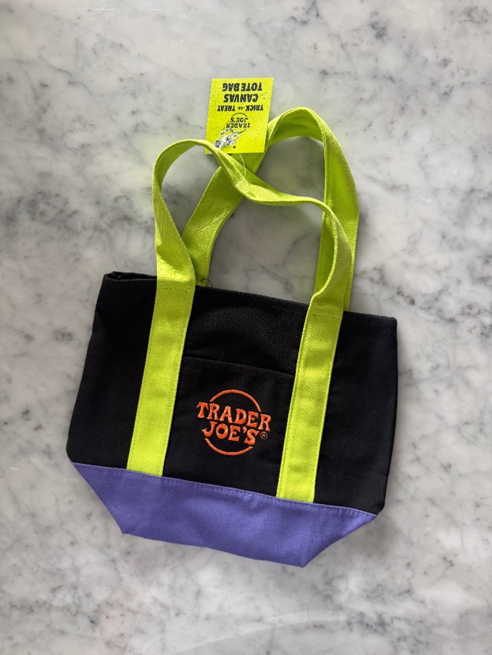 Trader Joe’s Mini Trick-or-Treat Canvas Tote Black Green Purple NWT